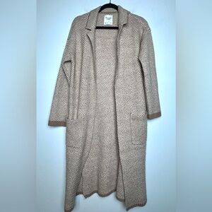 Abercrombie & Fitch Tan Herringbone Duster Sweater Jacket